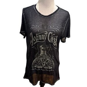Sun Record Company Johnny Cash Gray Short Sleeve Graphic Tee Shirt Size XL